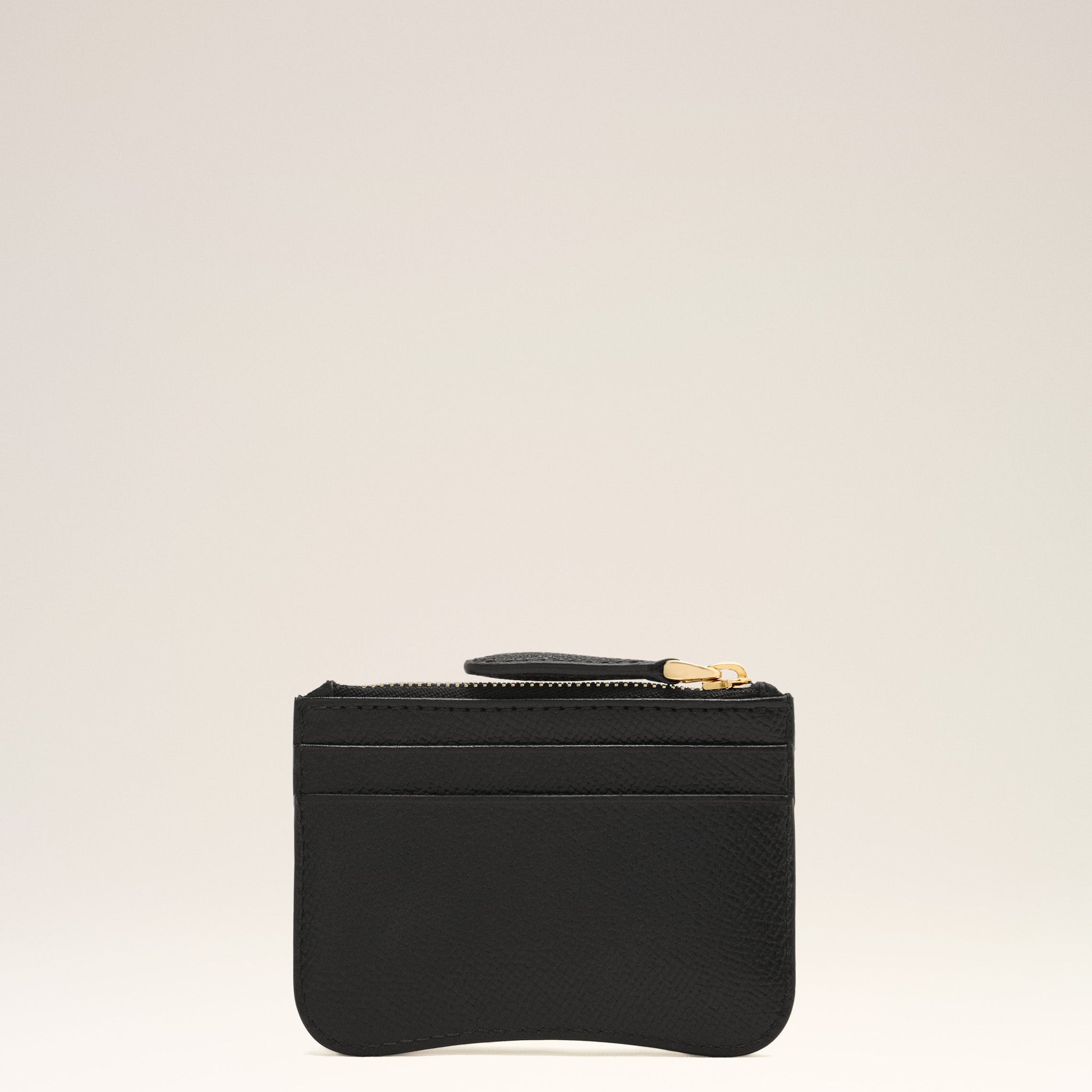 Black Leather Zipped Card Holder