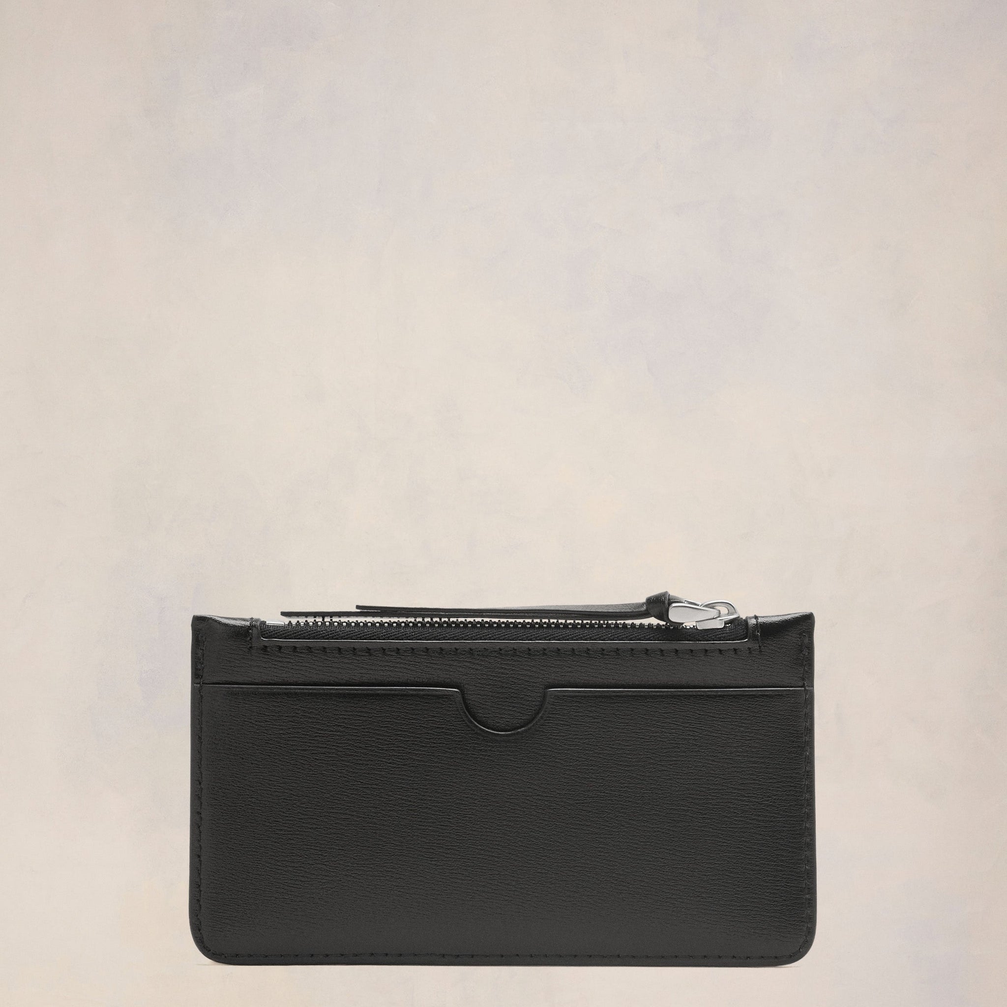 Black Leather Zipped Card Holder