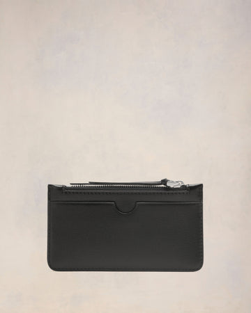 Black Leather Zipped Card Holder