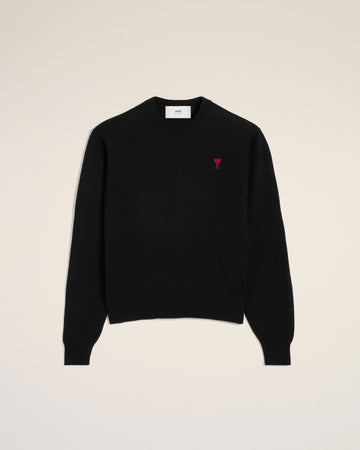Black Wool Ami de Coeur Crew Neck Sweater