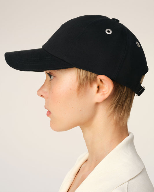Black Cotton Gabardine Ami De Coeur Embroidery Cap