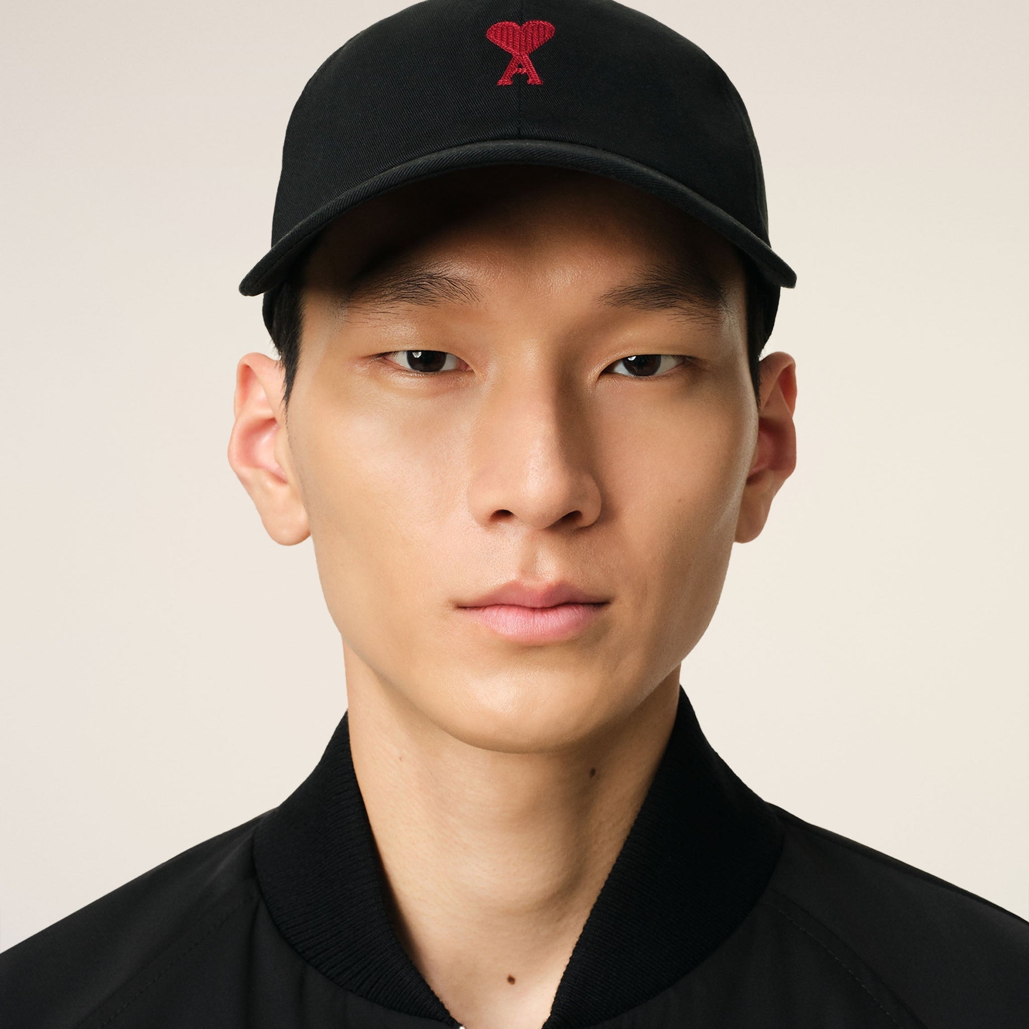 Black Cotton Gabardine Ami De Coeur Embroidery Cap