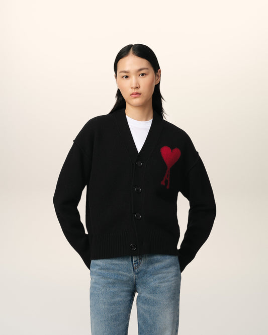 Black Wool Ami de Coeur Cardigan