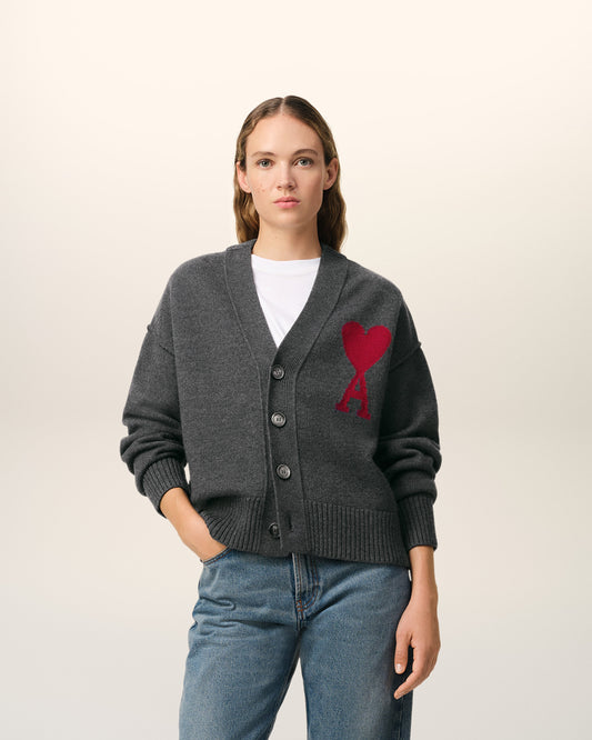 Grey Wool Ami de Coeur Cardigan
