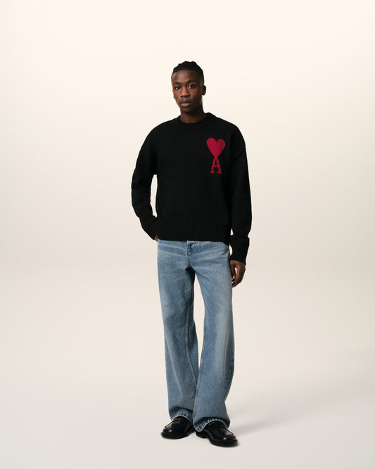 Black Wool Ami de Coeur Sweater