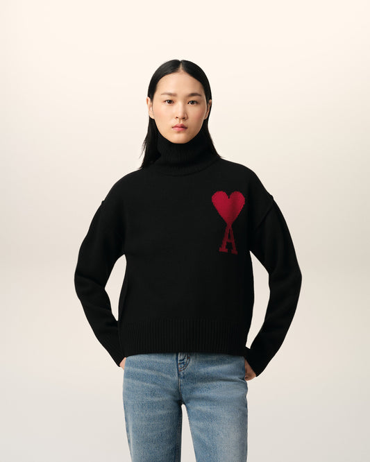 Black Wool Ami de Coeur Sweater