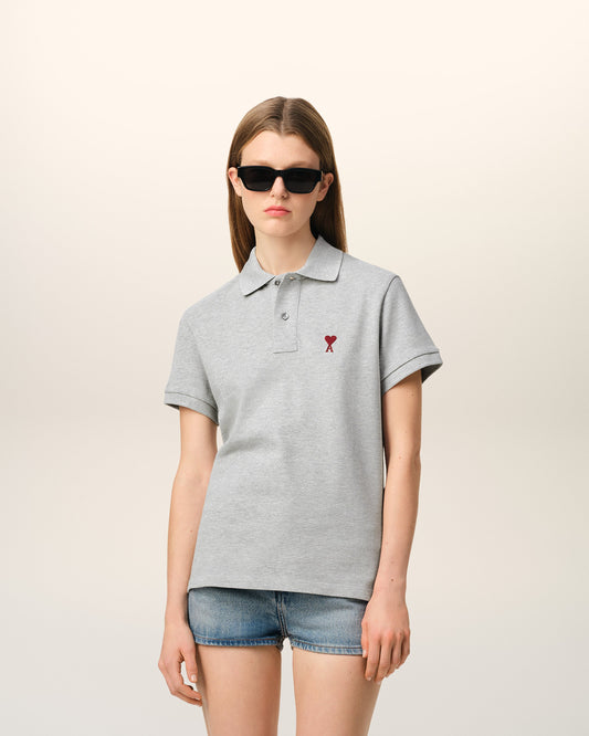Grey Cotton Ami de Coeur Polo Shirt
