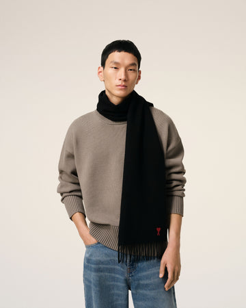 Black Wool Ami De Coeur Scarf