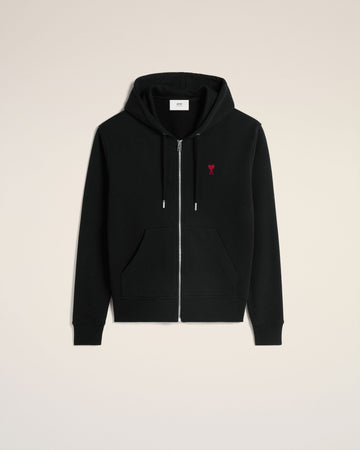 Black Organic Cotton Ami De Coeur Zipped Hoodie