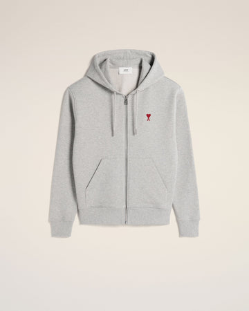 Grey Cotton Ami de Coeur Zipped Hoodie