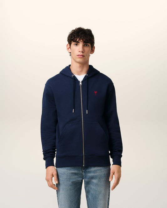 Blue Organic Cotton  Ami De Coeur Zipped Hoodie