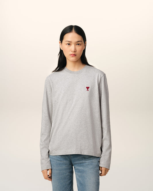 Grey Cotton Ami de Coeur Long Sleeves T-Shirt