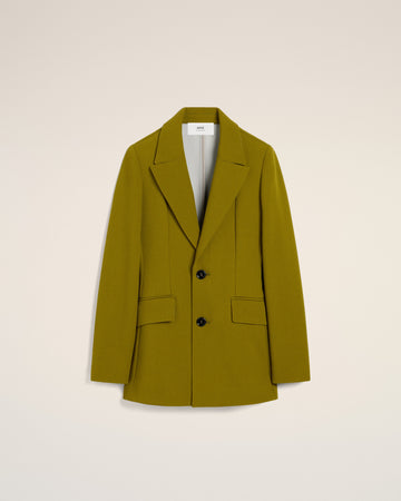Khaki Wool Two Buttons Fitted Jacket