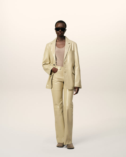 Leather Two Buttons Jacket