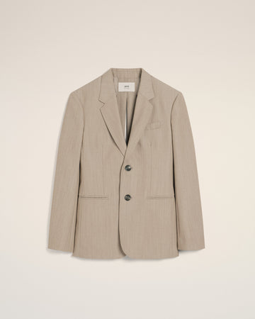 Beige Wool Back Slit Jacket