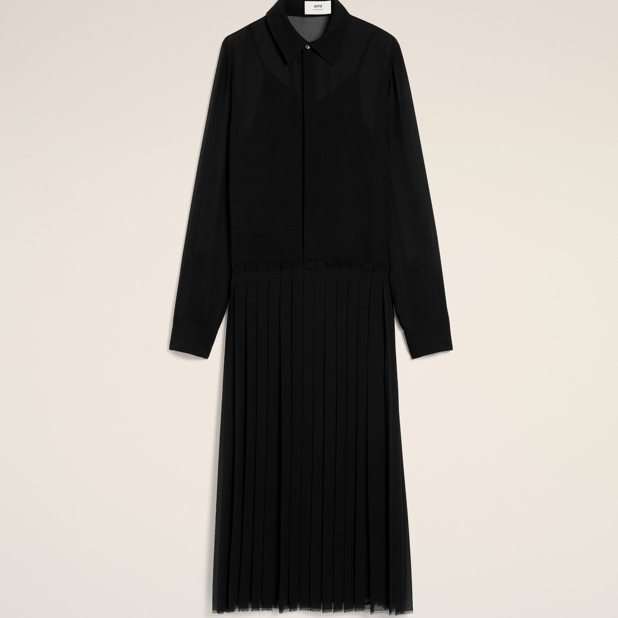 Black Pleated Midi Dress