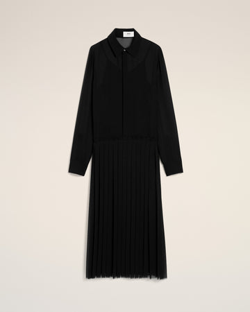 Black Pleated Midi Dress