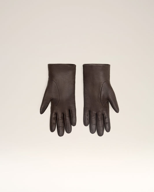Brown Leather Strap Detail Gloves