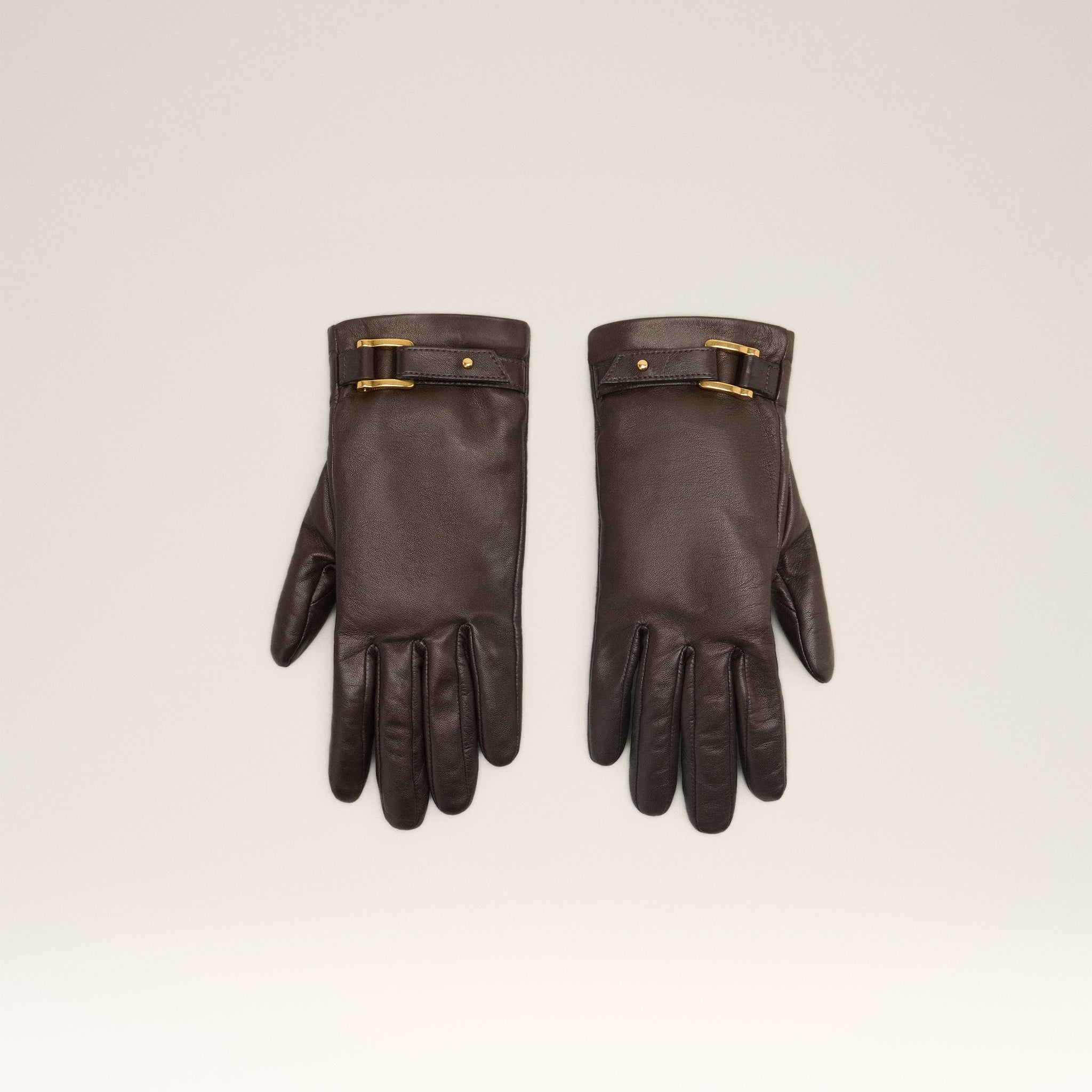 Brown Leather Strap Detail Gloves