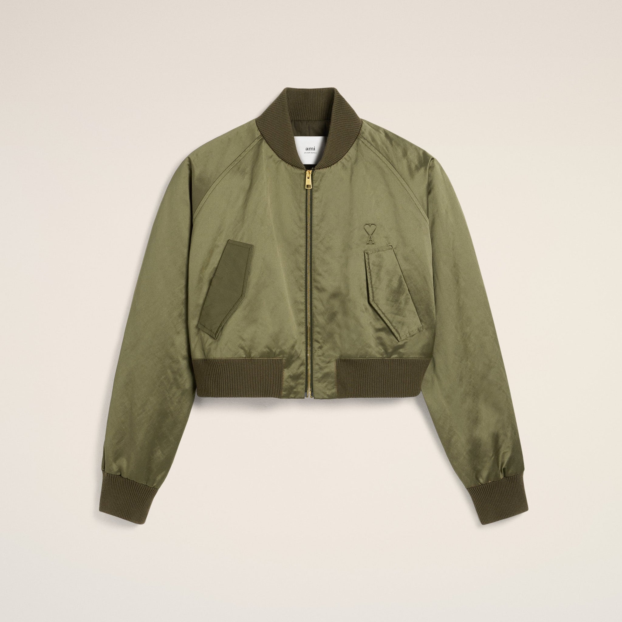 Green Cotton Satin Ami de Coeur Bomber