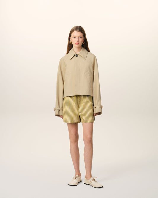 Beige Cotton Buttoned Jacket