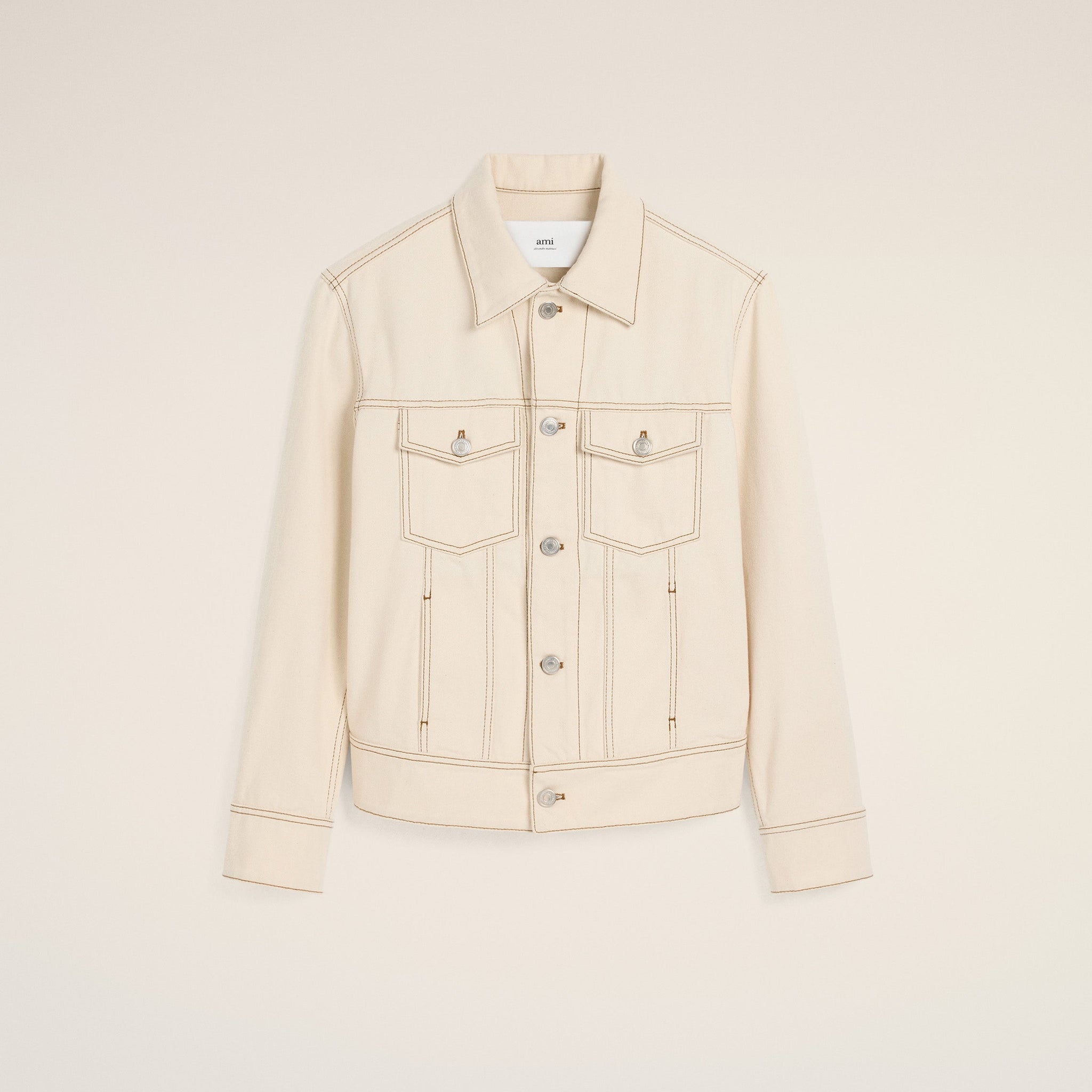 Beige Cotton Ami Paris Trucker Jacket