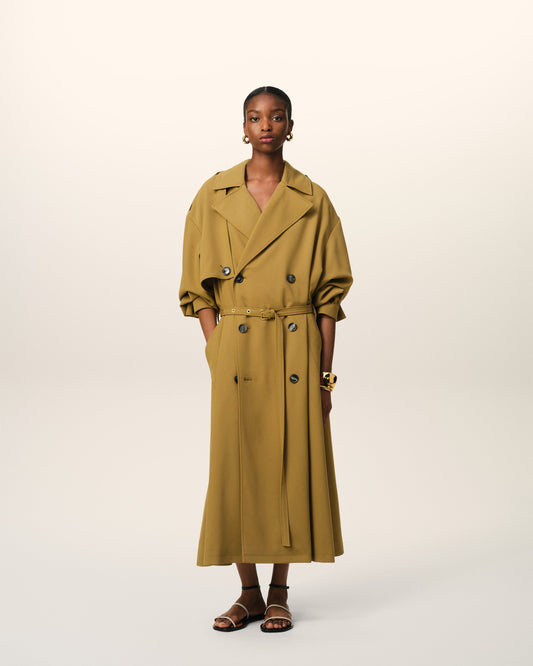Mustard Wool Trench Coat