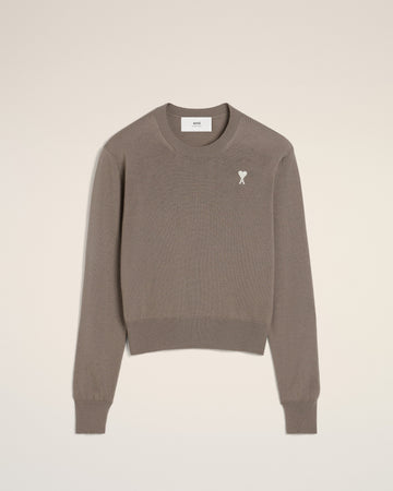 Beige Wool Ami de Coeur Crew Neck Sweater