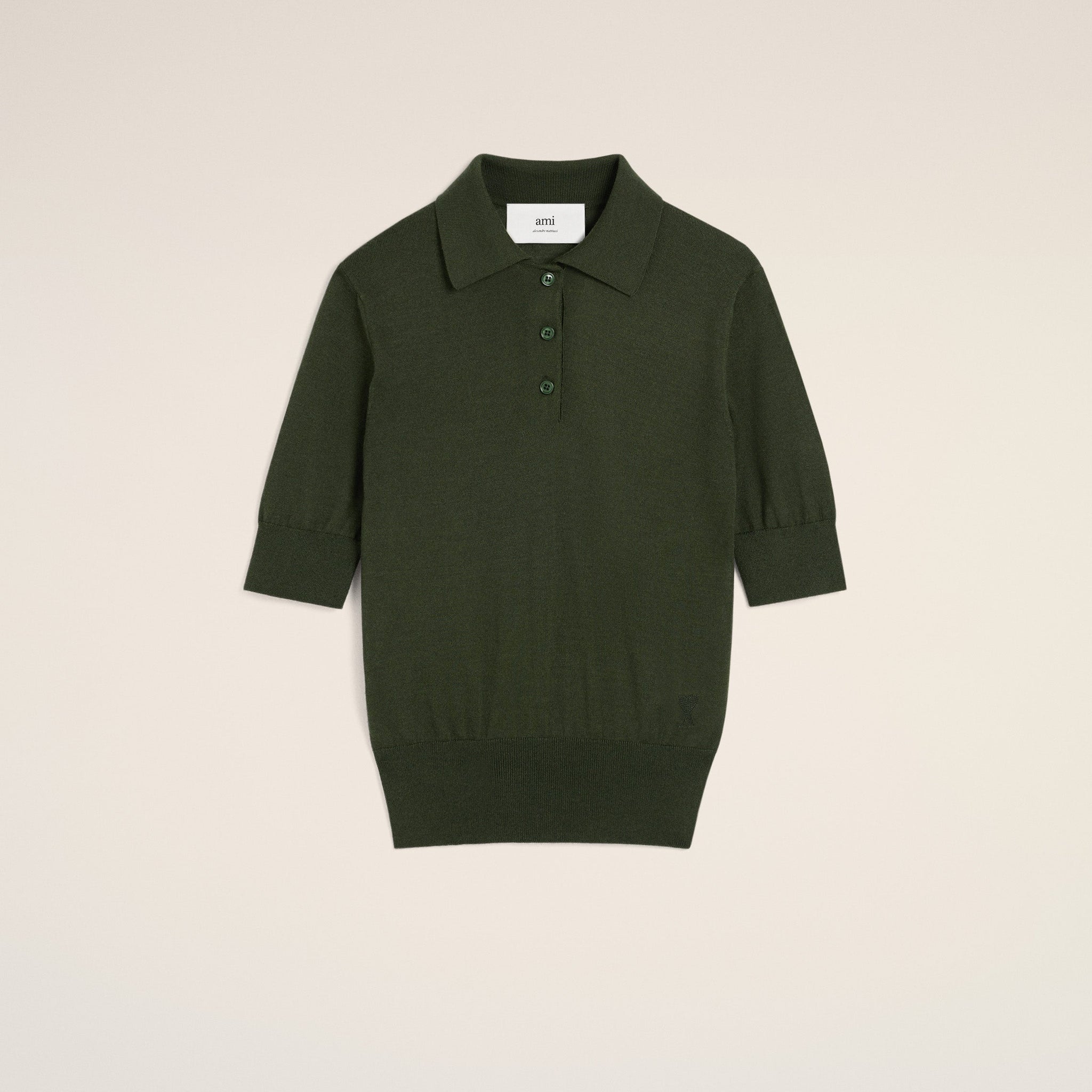 Green Wool Tonal Ami de Coeur Polo