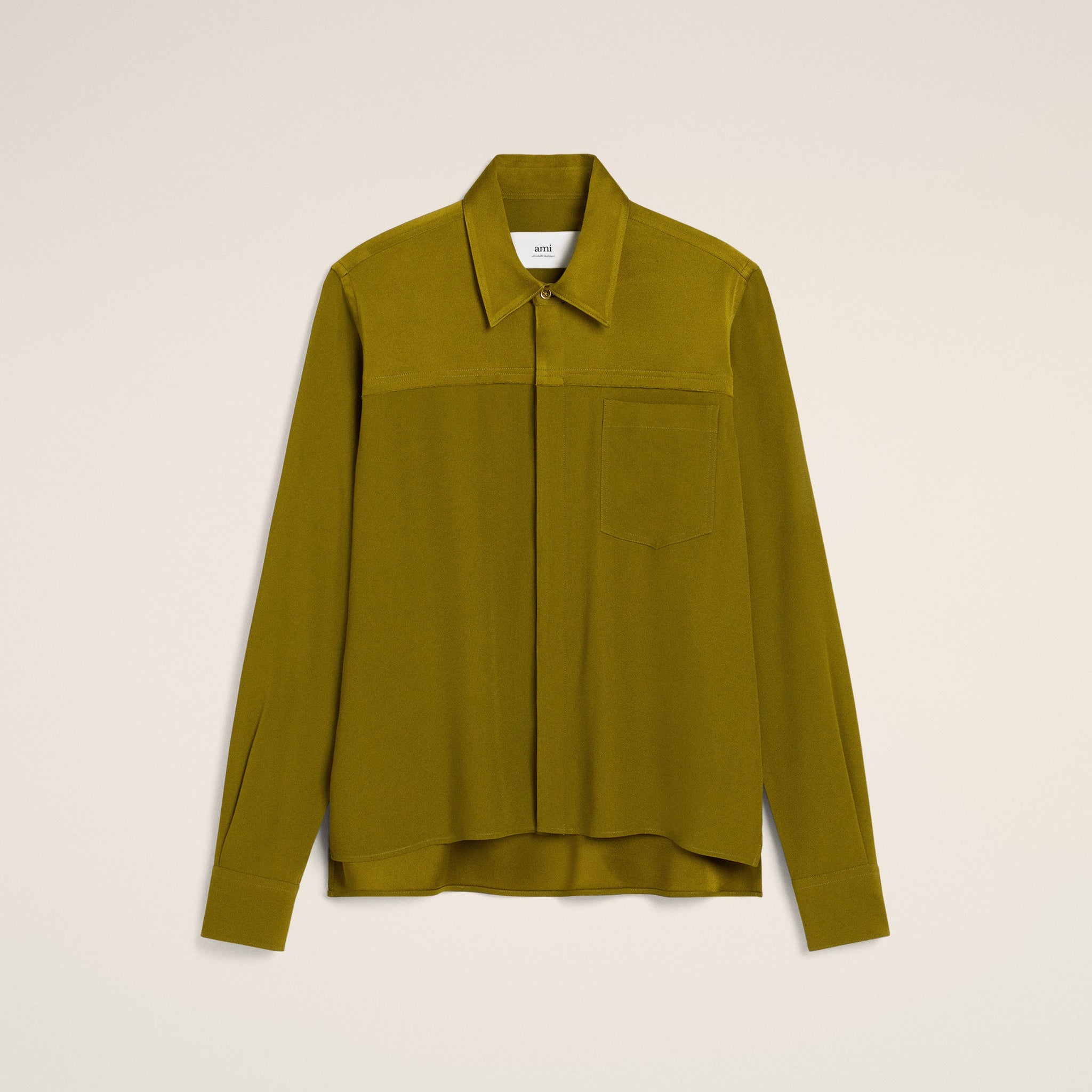 Khaki Contrasted Top Long Sleeve Shirt