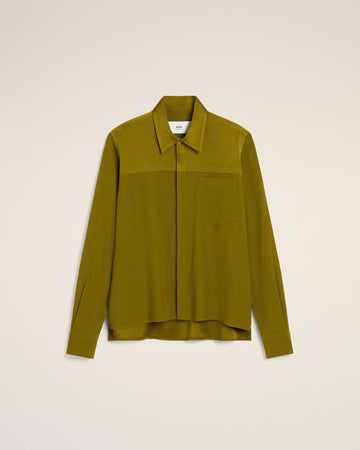 Khaki Contrasted Top Long Sleeve Shirt