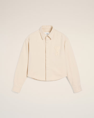Beige Cotton Ami de Coeur Cropped Shirt