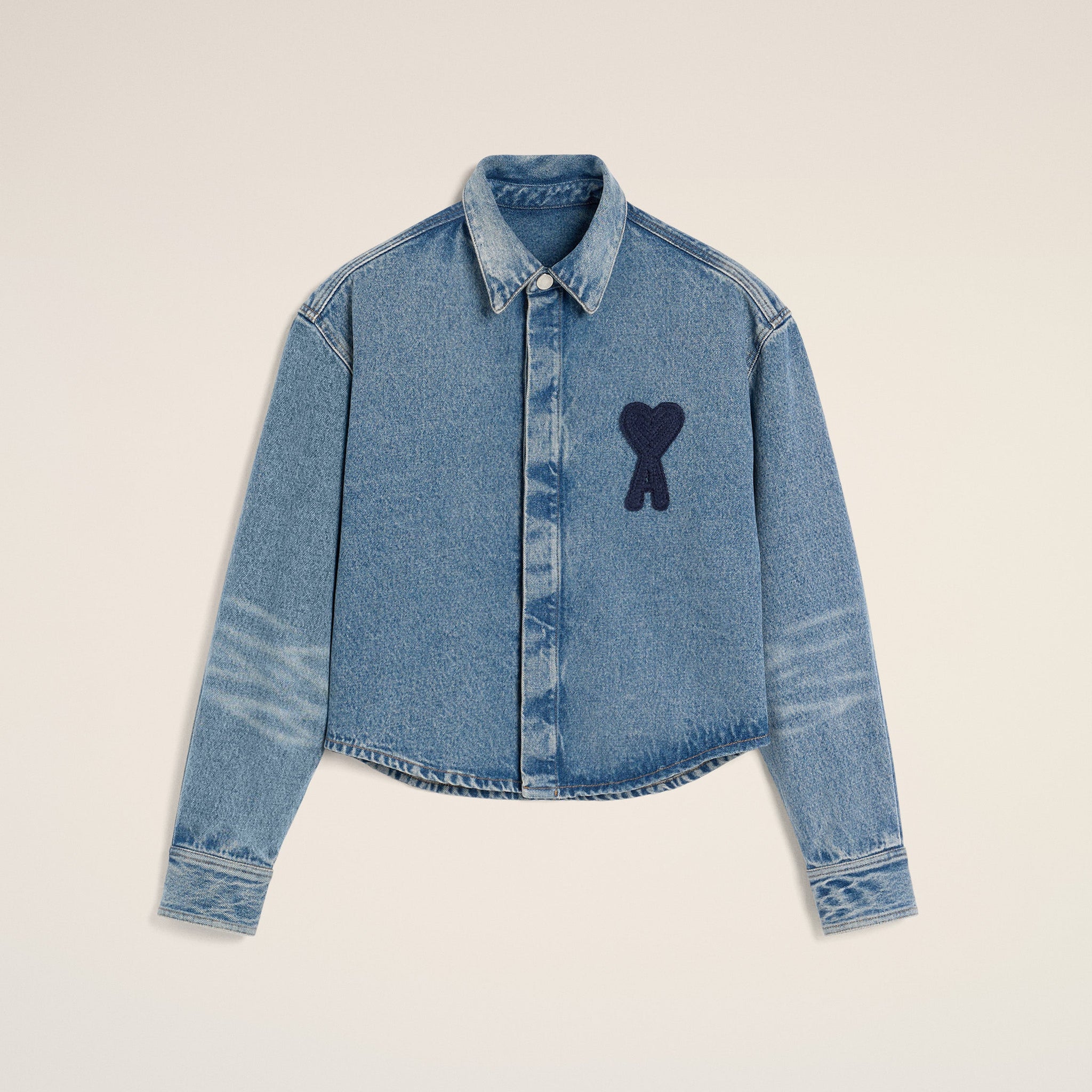 Blue Cotton Ami de Coeur Cropped Shirt