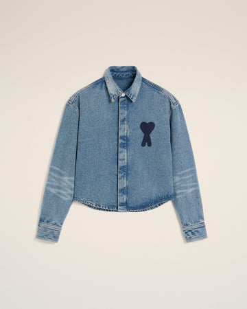 Blue Cotton Ami de Coeur Cropped Shirt