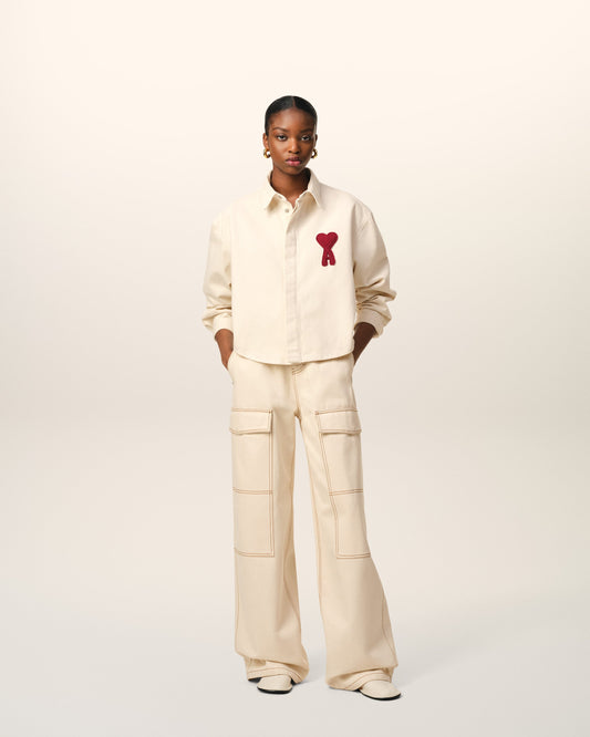 Beige Cotton Ami de Coeur Cropped Shirt
