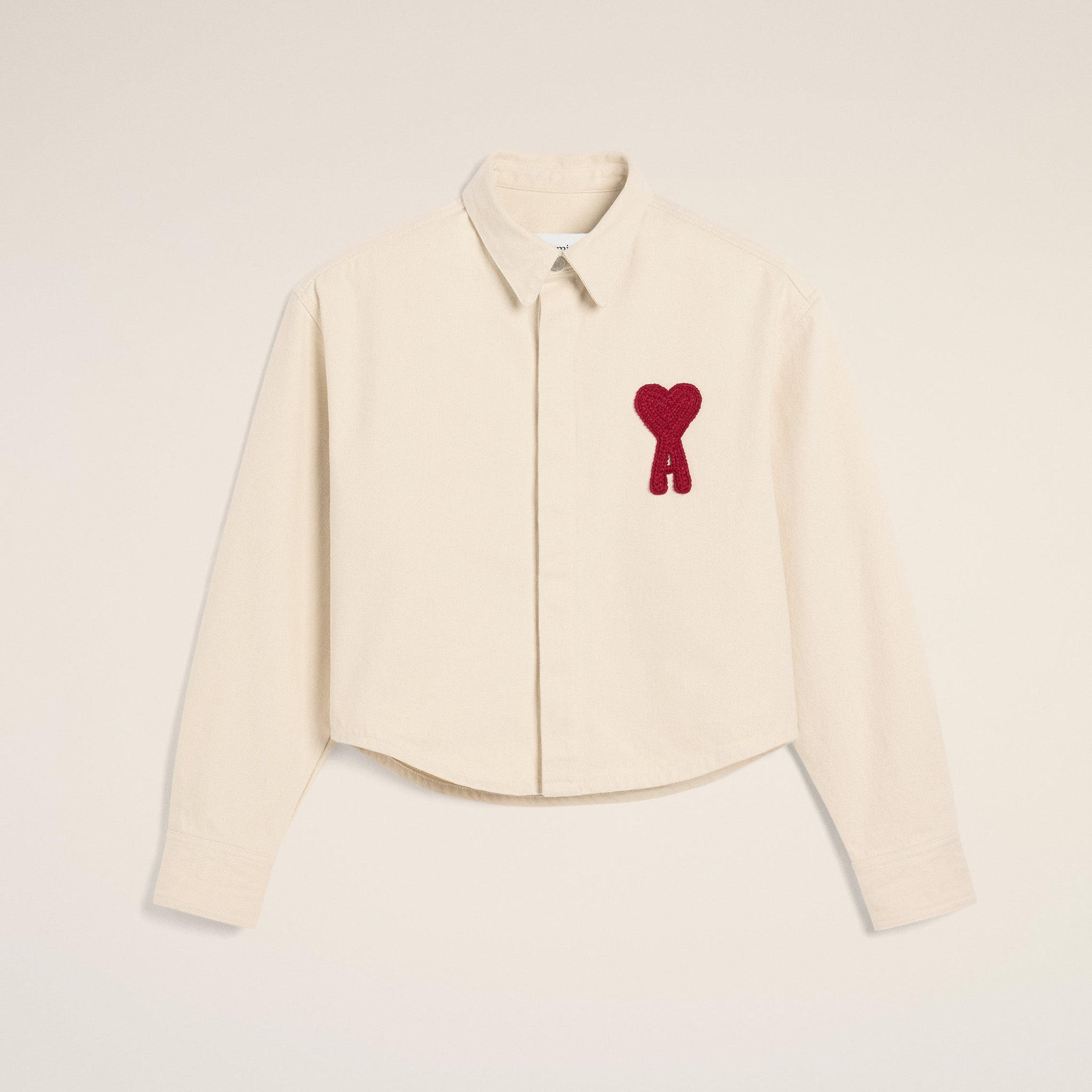 Beige Cotton Ami de Coeur Cropped Shirt