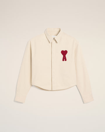Beige Cotton Ami de Coeur Cropped Shirt