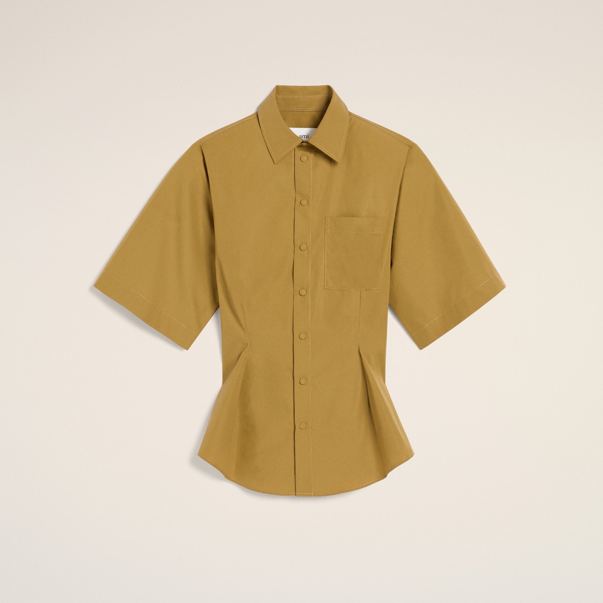 Mustard Cotton Short Sleeve Shirt