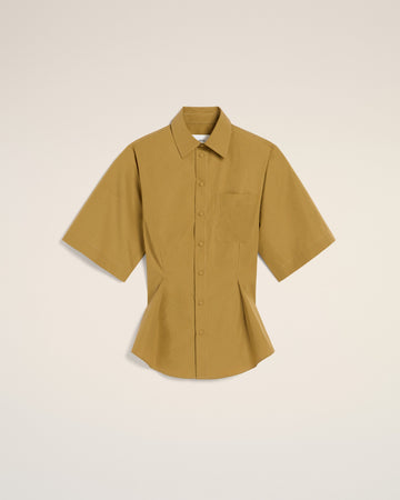 Mustard Cotton Short Sleeve Shirt