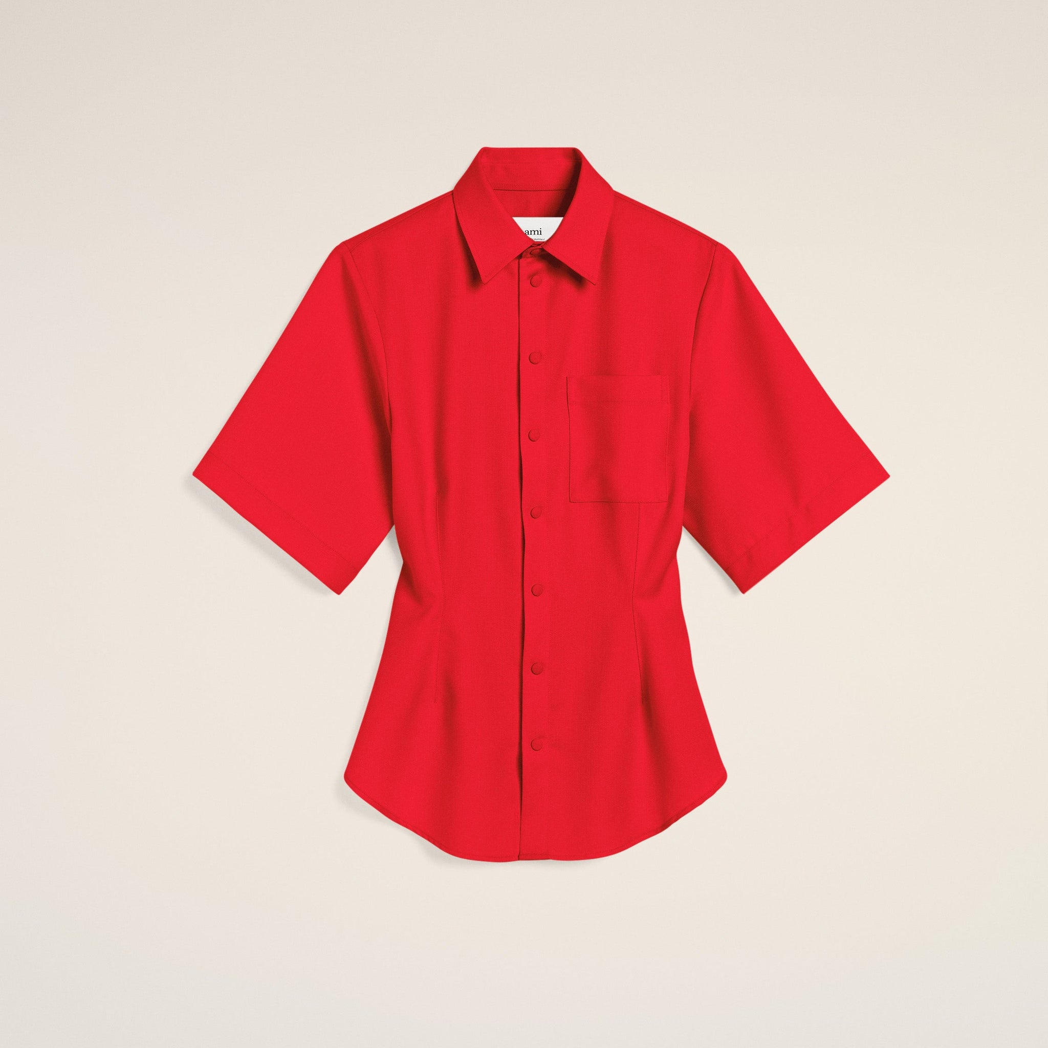 Red Wool Short Sleeves Shirt