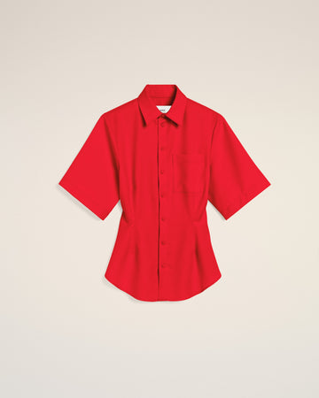 Red Wool Short Sleeves Shirt
