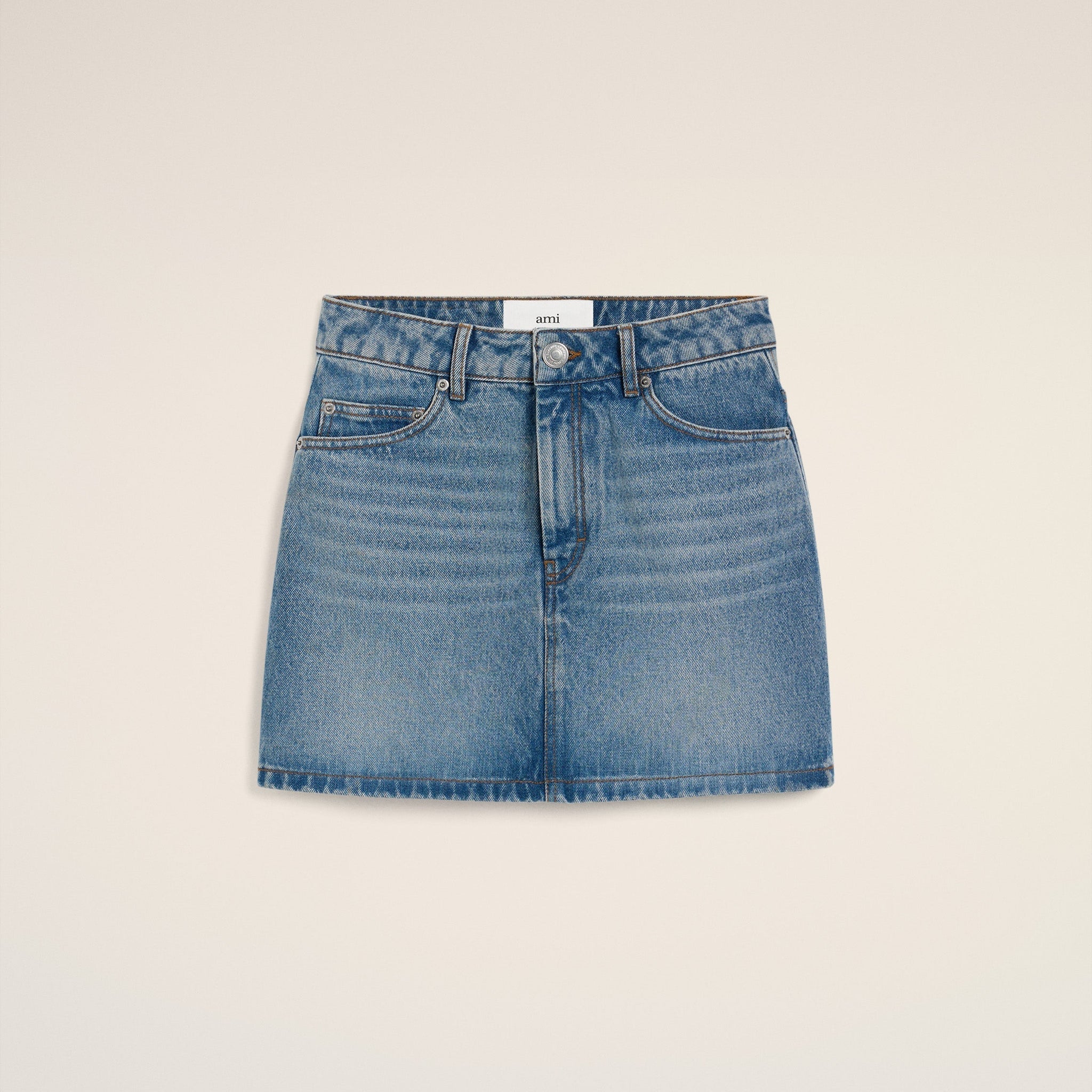 Blue Cotton Mini Skirt