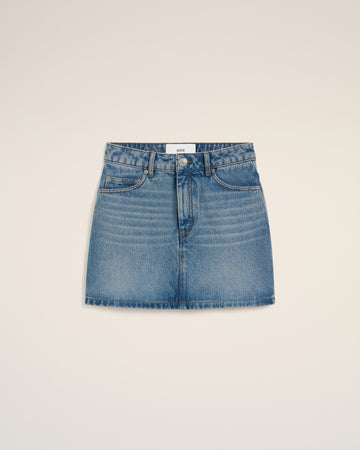 Blue Cotton Mini Skirt
