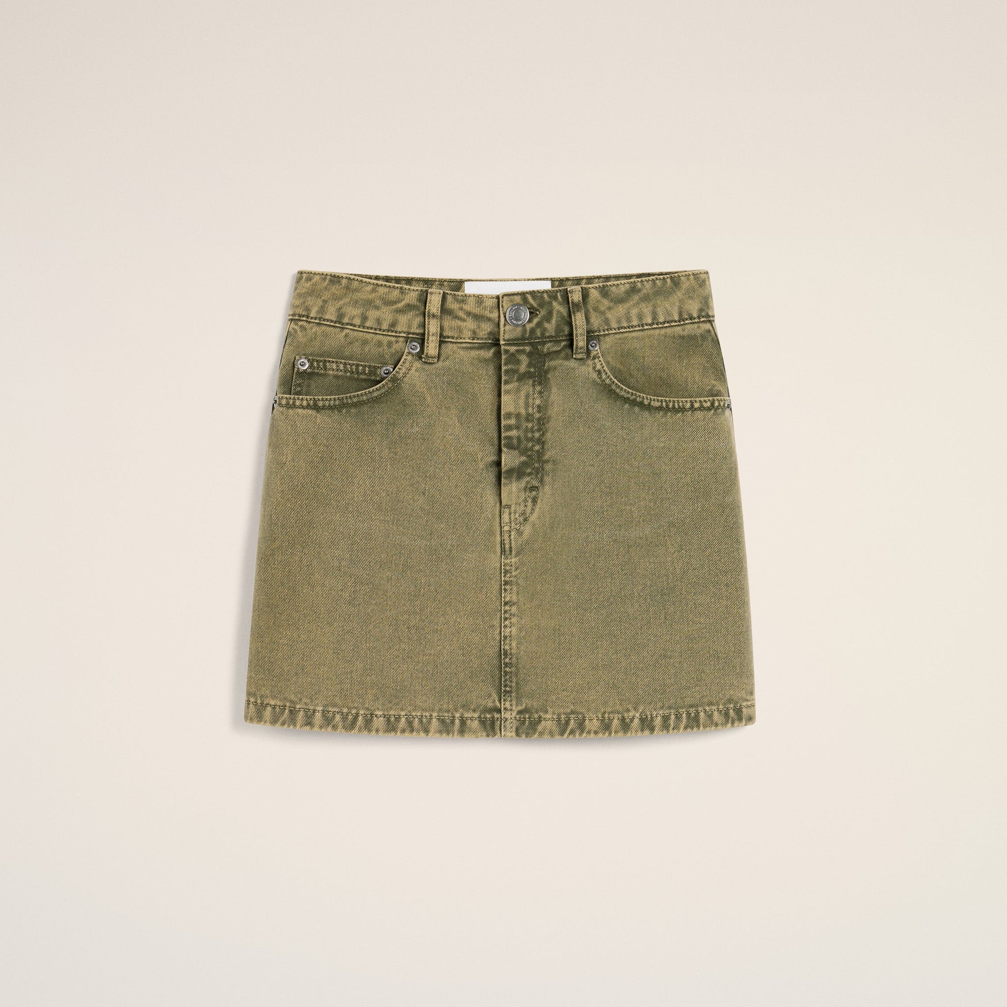 Green Cotton Mini Skirt