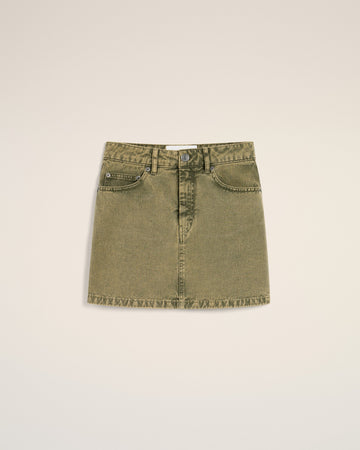 Green Cotton Mini Skirt