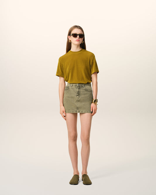 Green Cotton Mini Skirt