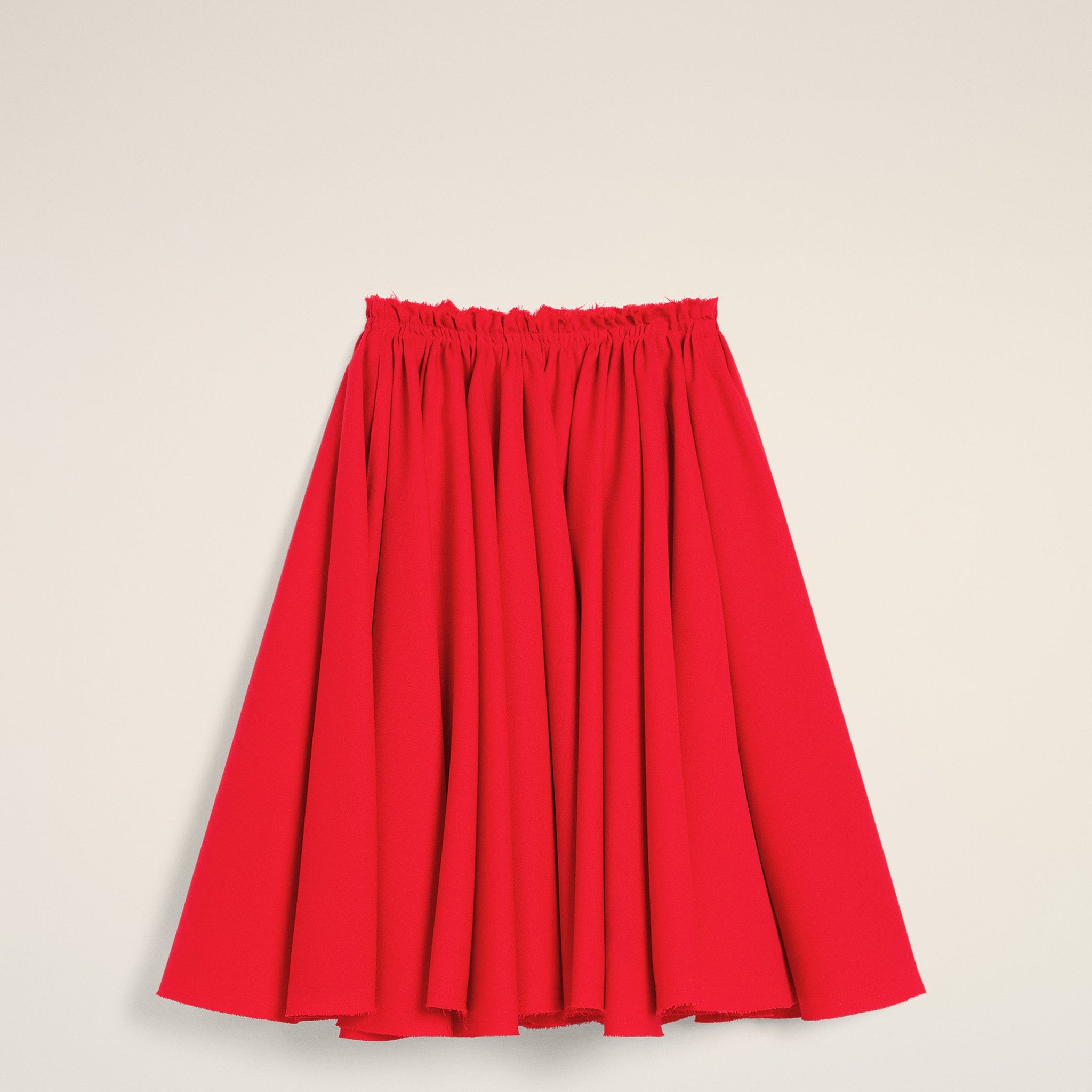 Red Wool Skirt With Godets