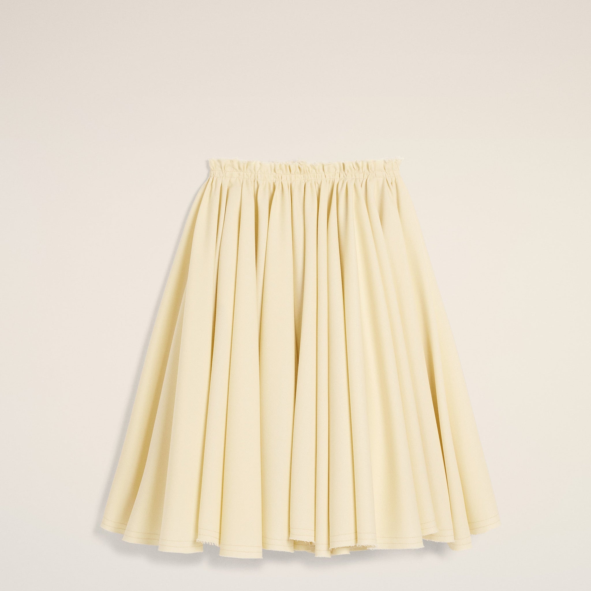 Yellow Wool Skirt With Godets