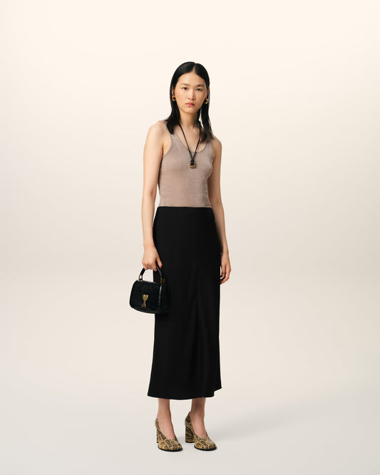 Black Straight Midi Skirt