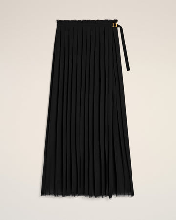 Black Long Pleated Skirt
